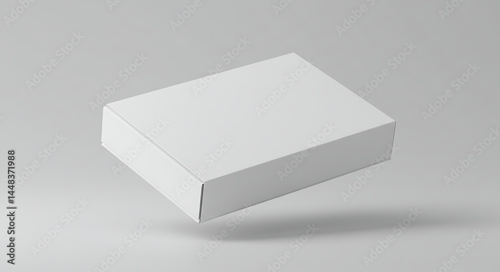 White Magnetic Closure Box Floating on Soft Gray Backdrop - Clean Modern Product Packaging Mockup for E-commerce and Brand Presentation White Magnetic Closure Box Floating on Soft Gray Backdrop - Clean Modern Product Packaging Mockup for E-commerce and Brand Presentation