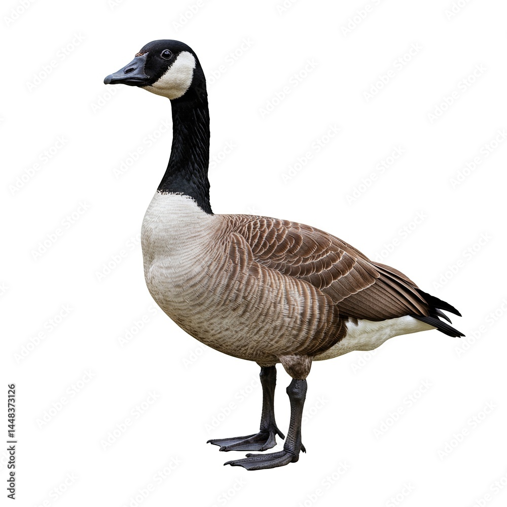 Fototapeta premium Canada Goose Bird Profile Isolated on White Background