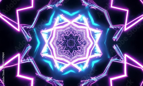 Vibrant kaleidoscopic pattern with neon colors creating a mesmerizing visual effect