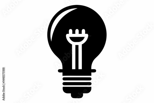 Bare Lightbulb Socket Silhouette Vector Illustration