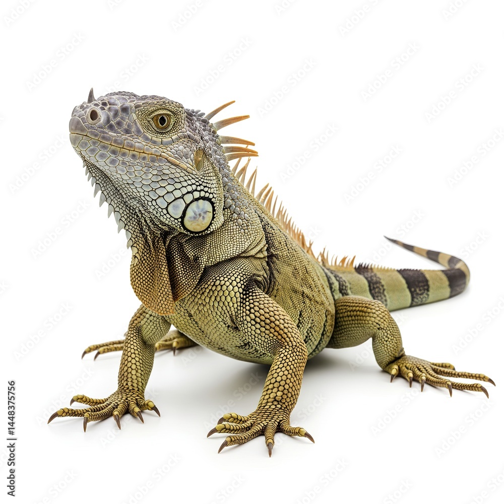 Obraz premium Green Iguana Portrait Closeup Reptile Profile Studio Shot