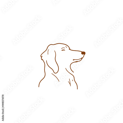 Dog line art portrait, brown tones, for pet blogs