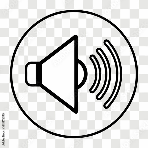 A square internet button features a speaker icon, a symbol for sound and audio communication on the web