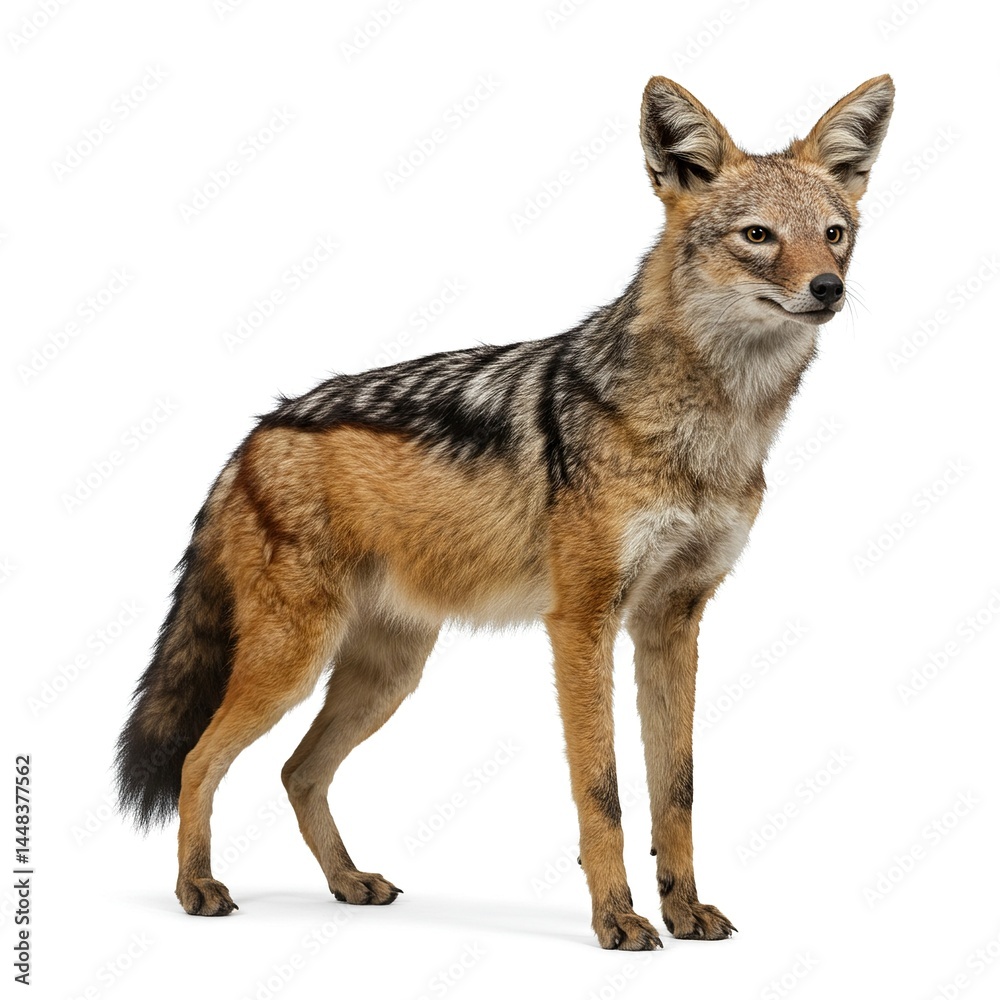 Fototapeta premium Black Backed Jackal Standing Side Profile Wildlife Photo