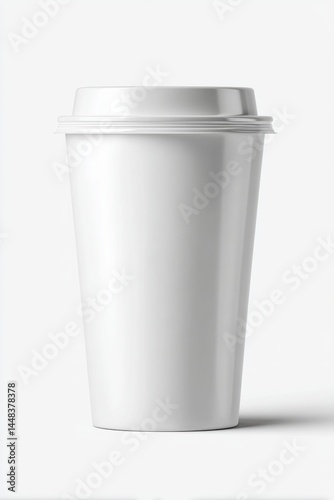 Wallpaper Mural Realistic paper cup mockup featuring a matte, white design with lid, set against a plain background highlighting simple design and minimalist style Torontodigital.ca