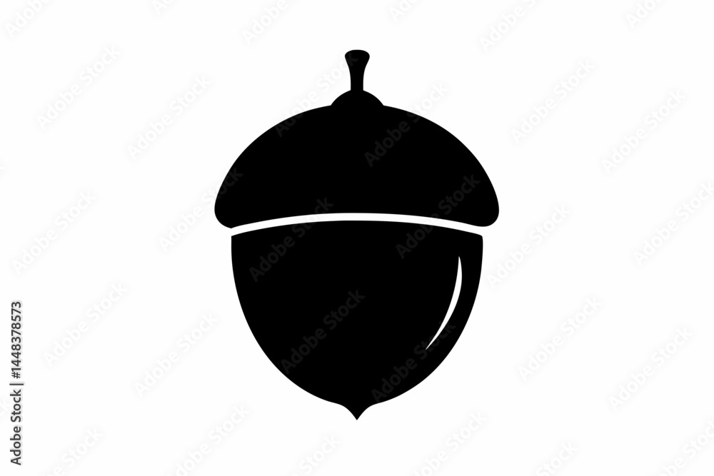 Fototapeta premium Single Acorn With Cap Silhouette Vector Illustration