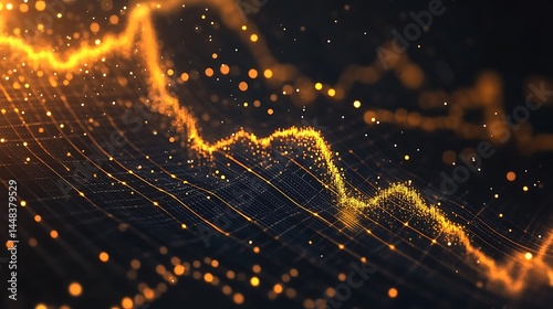 Dynamic gold and black stock chart infographic featuring bull and bear financial market trends generative ai