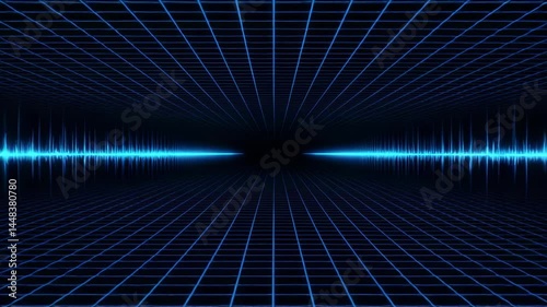 Futuristic Blue Sound Wave Grid