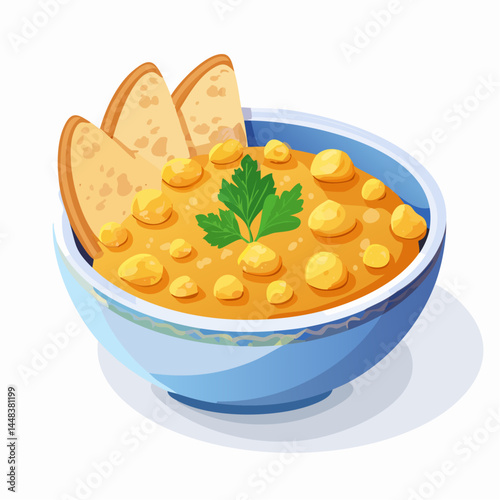 Paneer Butter Masala with Chapati – Classic Indian Vegetarian Dish in Vector Style

