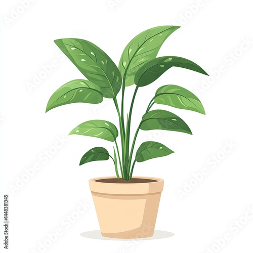Wallpaper Mural A vibrant houseplant in a light beige pot. Torontodigital.ca