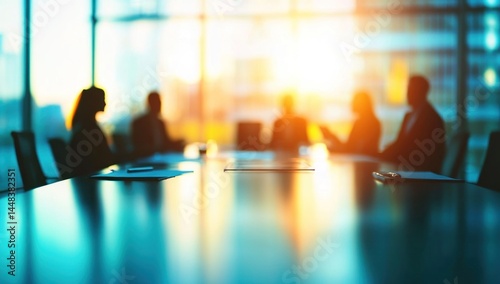 Silhouetted Business Meeting at Sunset