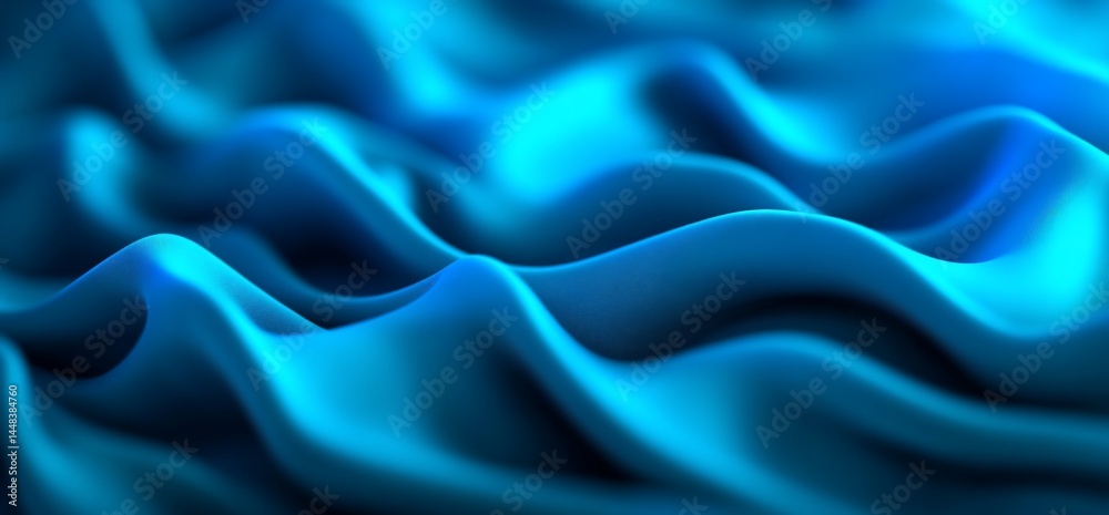 Obraz premium Dynamic cyan surface with undulating design and smooth, velvety texture