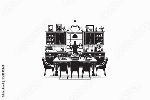 A Kitchen Island furniture vector silhouettes image adobe illustrator. eps.eps