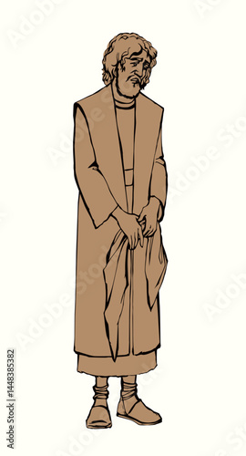 Vector drawing. Upset old man