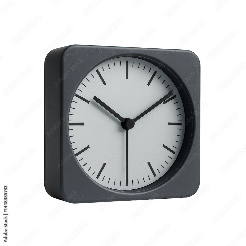 Simple yet stylish square table clock with a minimalist face, black hands, and a matte dark grey case for modern interiors. Simple yet stylish square table clock with a minimalist face, black hands, and a matte dark grey case for modern interiors.