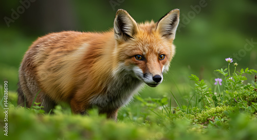 Majestic Red Fox in Lush Green Forest