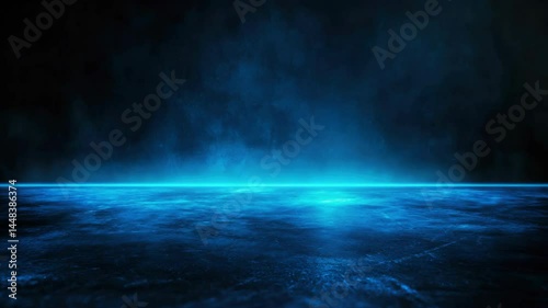 Mysterious blue light illuminating an abstract landscape with a dark atmosphere.