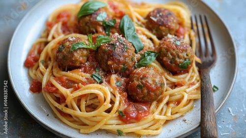 Delicious Homemade Spaghetti with Meatballs and Marinara Sauce