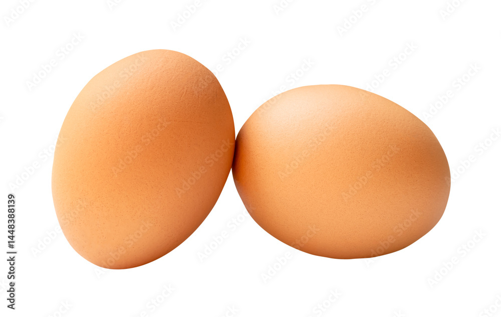 Two fresh brown chicken eggs in stack isolated with clipping path in png file format Two fresh brown chicken eggs in stack isolated with clipping path in png file format