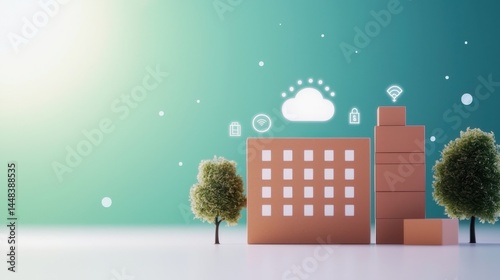 Urban Landscape with Cloud Technology and Modern Architecture