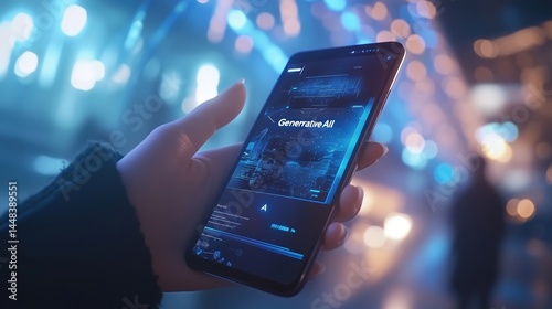 Futuristic Smartphone Interface in City