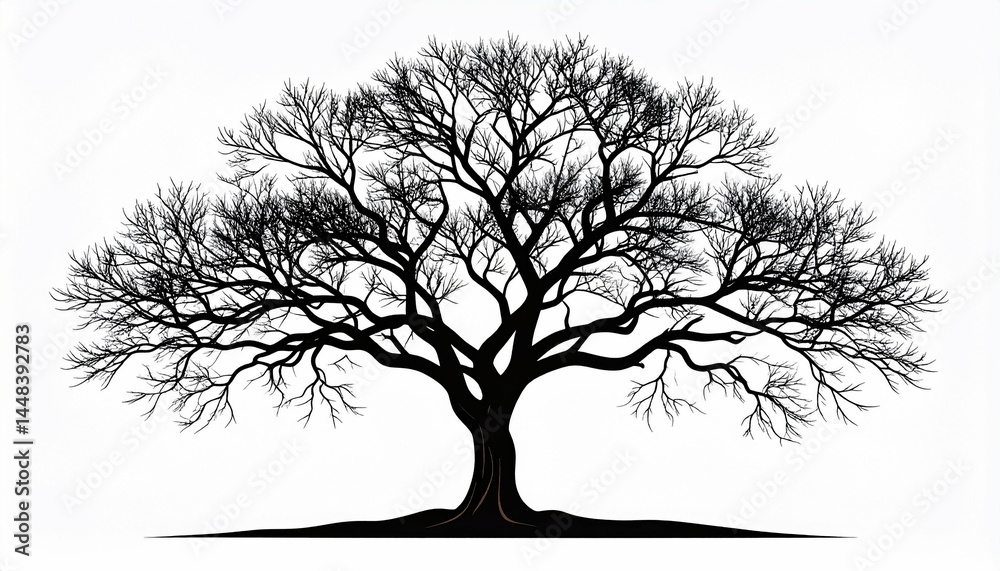 Obraz premium Bare Silhouette Sprawling Branches on White