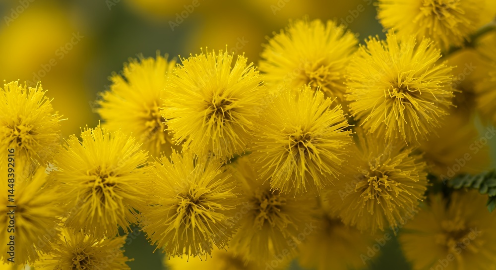 Obraz premium Blooming Yellow Flowers Closeup with Soft Focus Background
