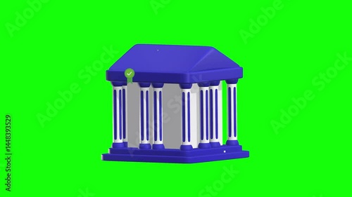 Government Banking Bond 3D Animated Icon with green screen