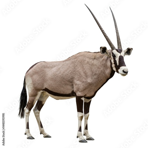 Gemsbok Antelope Standing Profile White Background Wildlife Photo