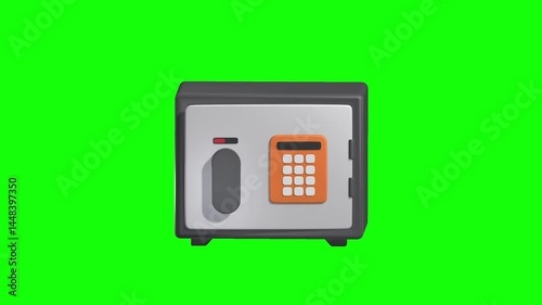 Safety Box 3D Animated Icon with green screen