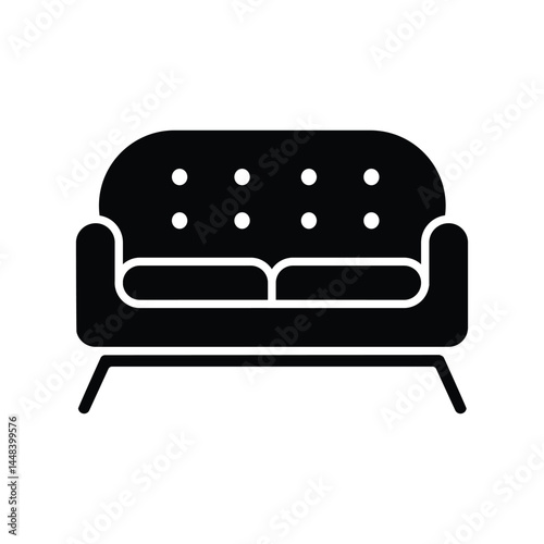 Sofa icon, style sign for mobile concept and web design. furniture sign.