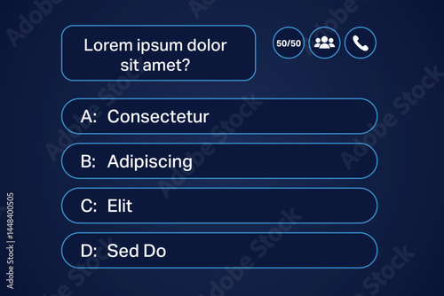 Interactive Quiz Game Template with Lifeline Icons
