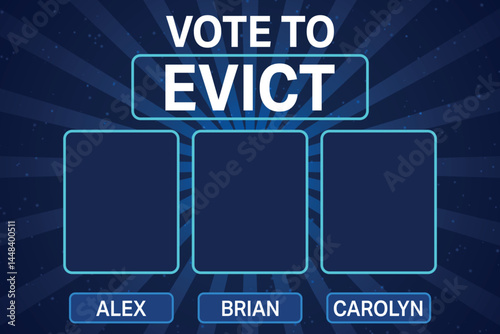 Eviction Voting Panel with Three Contestant Slots and Blue Theme