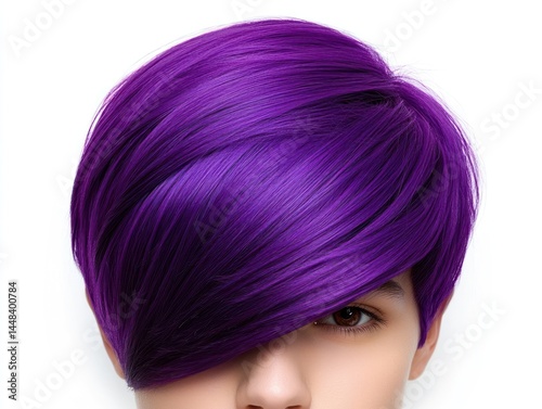 Obraz na płótnie trendy stylish purple hair wig isolated on a white background w salonie