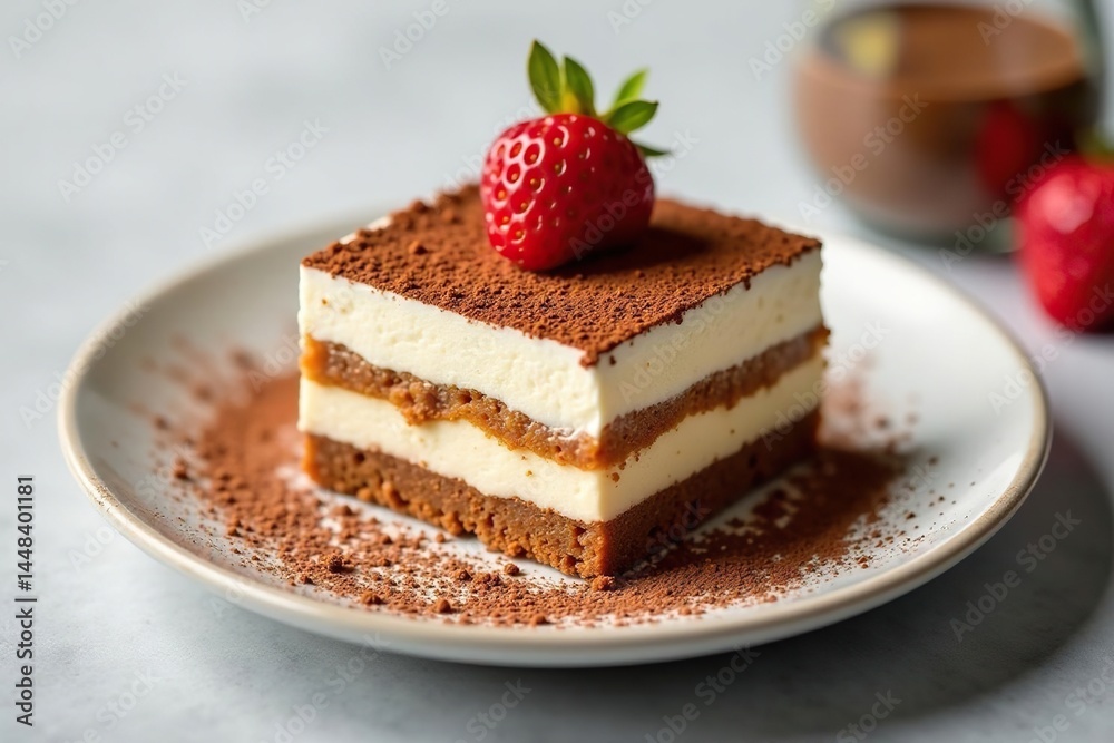 Single serving tiramisu, cocoa dusted, elegant , creamy, yummy Single serving tiramisu, cocoa dusted, elegant , creamy, yummy