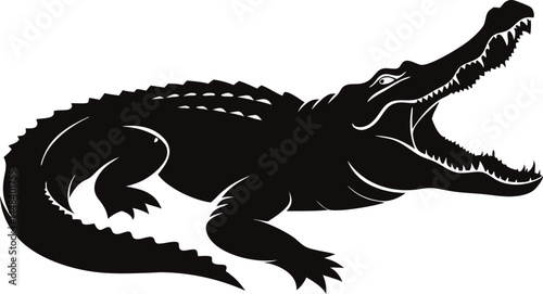 Textured Alligator Silhouette, Simple Background