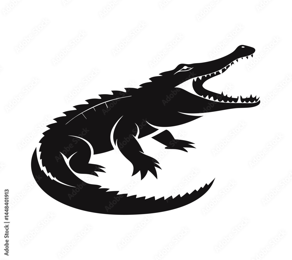 Black and White Alligator Illustration Black and White Alligator Illustration