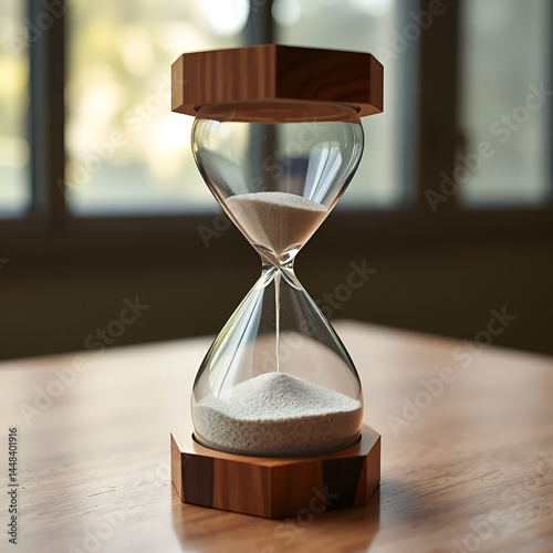 Geometric hourglass with polyhedral sand photo