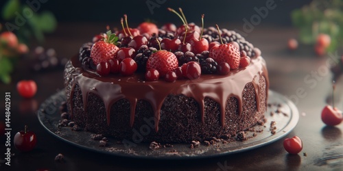 Gourmet pastry with berry garnish