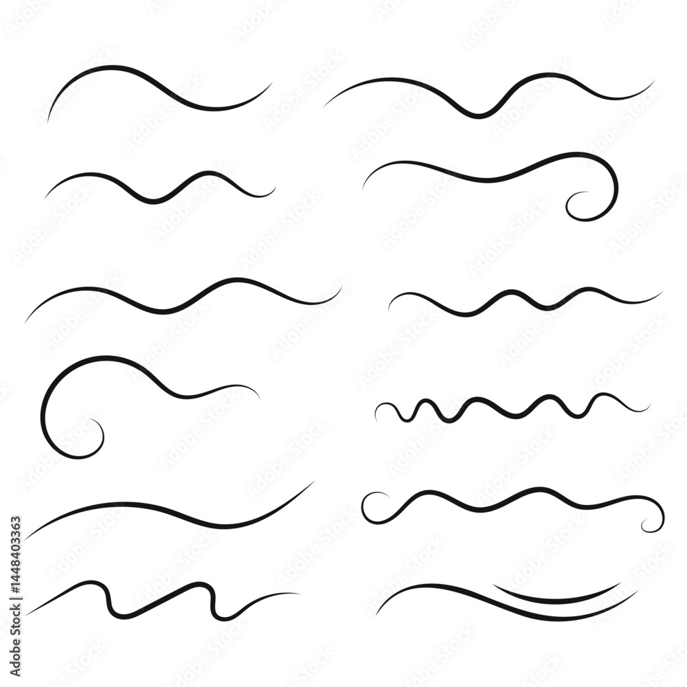 Vector set of hand drawn underline. Vector set of hand drawn underline.