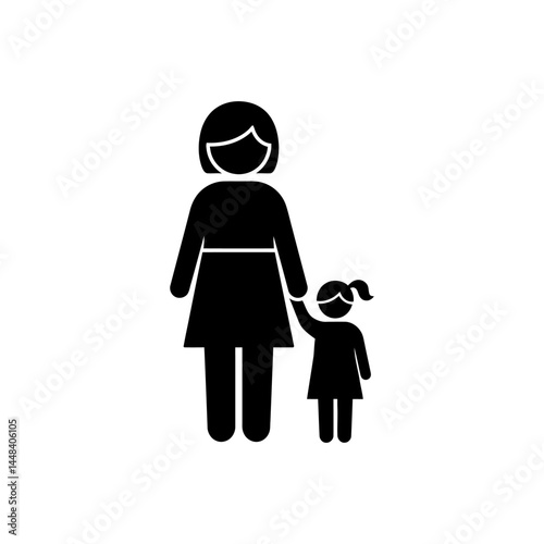 Simple icon depicting mother and child bonding through love and care