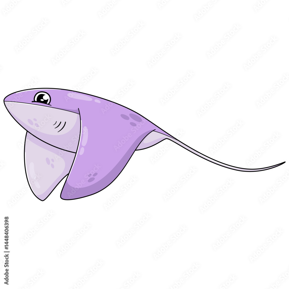 Fototapeta premium Stingray Cartoon Vector Illustration