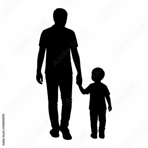 father and son walking together silhouette
