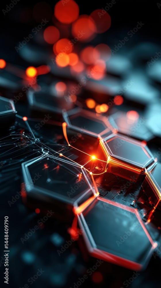 Obraz premium Hexagonal Grid with Glowing Connections