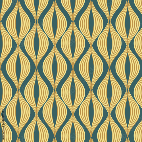 linear vector pattern, repeating abstract leaves, leaf or flower, floral. graphic clean design for fabric, event, wallpaper etc. pattern is on swatches panel.
