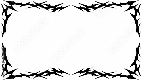Gothic symmetrical fire frame in black tribal abstract shape free-hand style vector design dark aesthetic background
