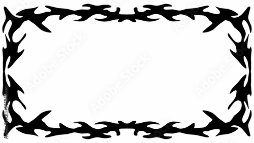 Gothic symmetrical fire frame in black tribal abstract shape free-hand style vector design dark aesthetic background