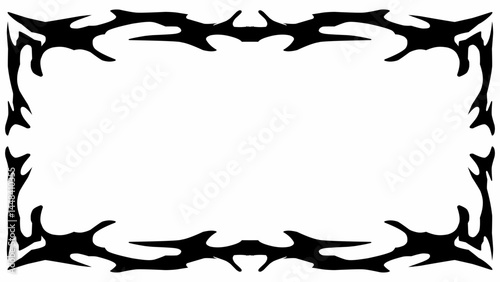 Gothic symmetrical fire frame in black tribal abstract shape free-hand style vector design dark aesthetic background