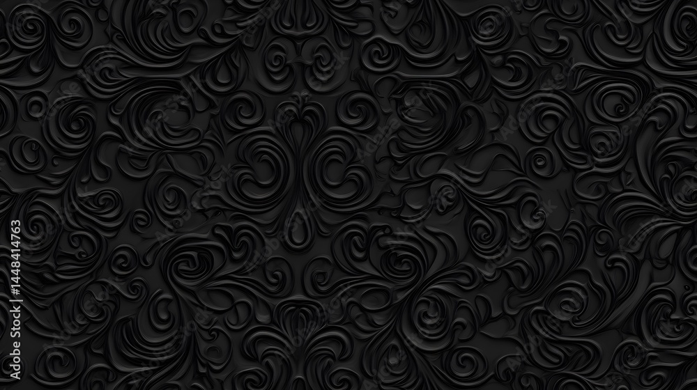 Intricate black textured design with repeating patterns. Intricate black textured design with repeating patterns.