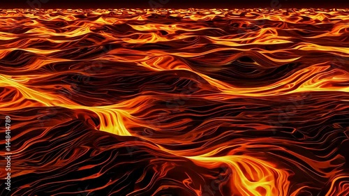 Flowing Lava Waves in Fiery Colors  